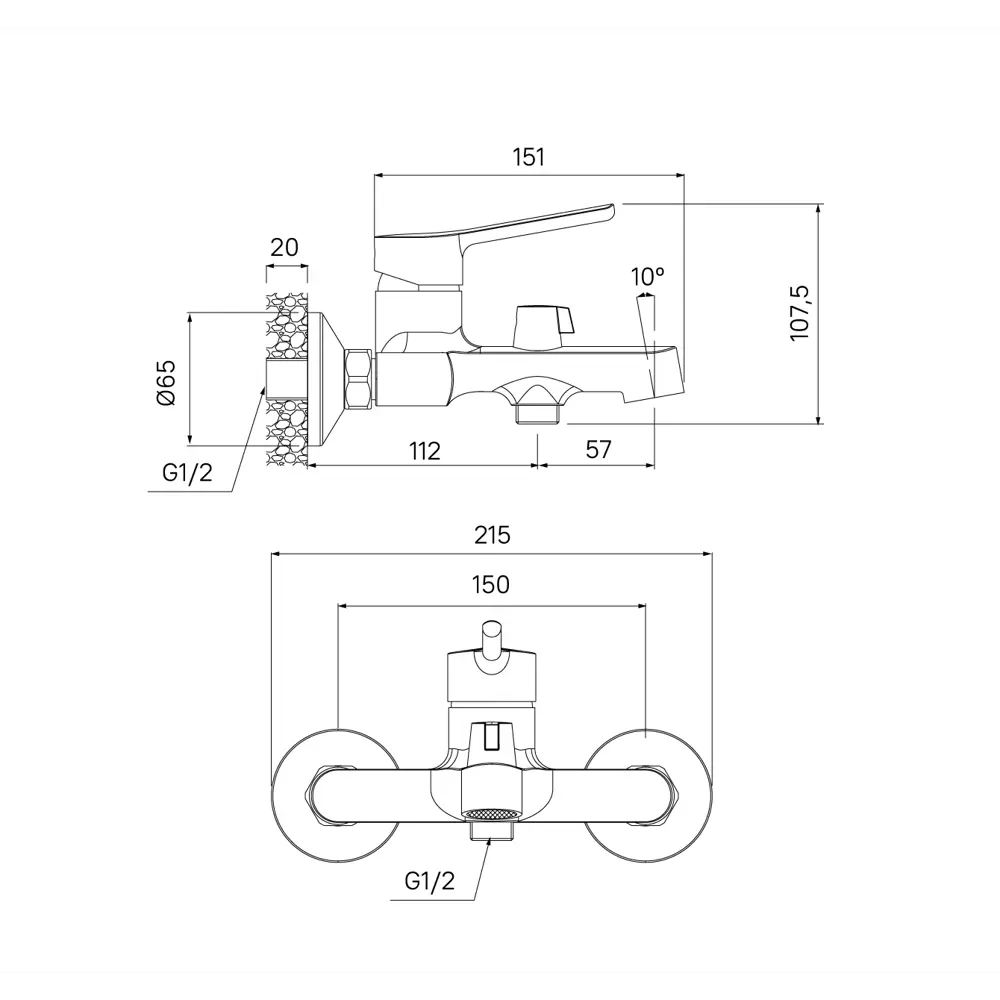 Смеситель для ванны IDDIS Odda с керамическим картриджем и хромированным покрытием 89348644 STLM-1581436 - Вид №4