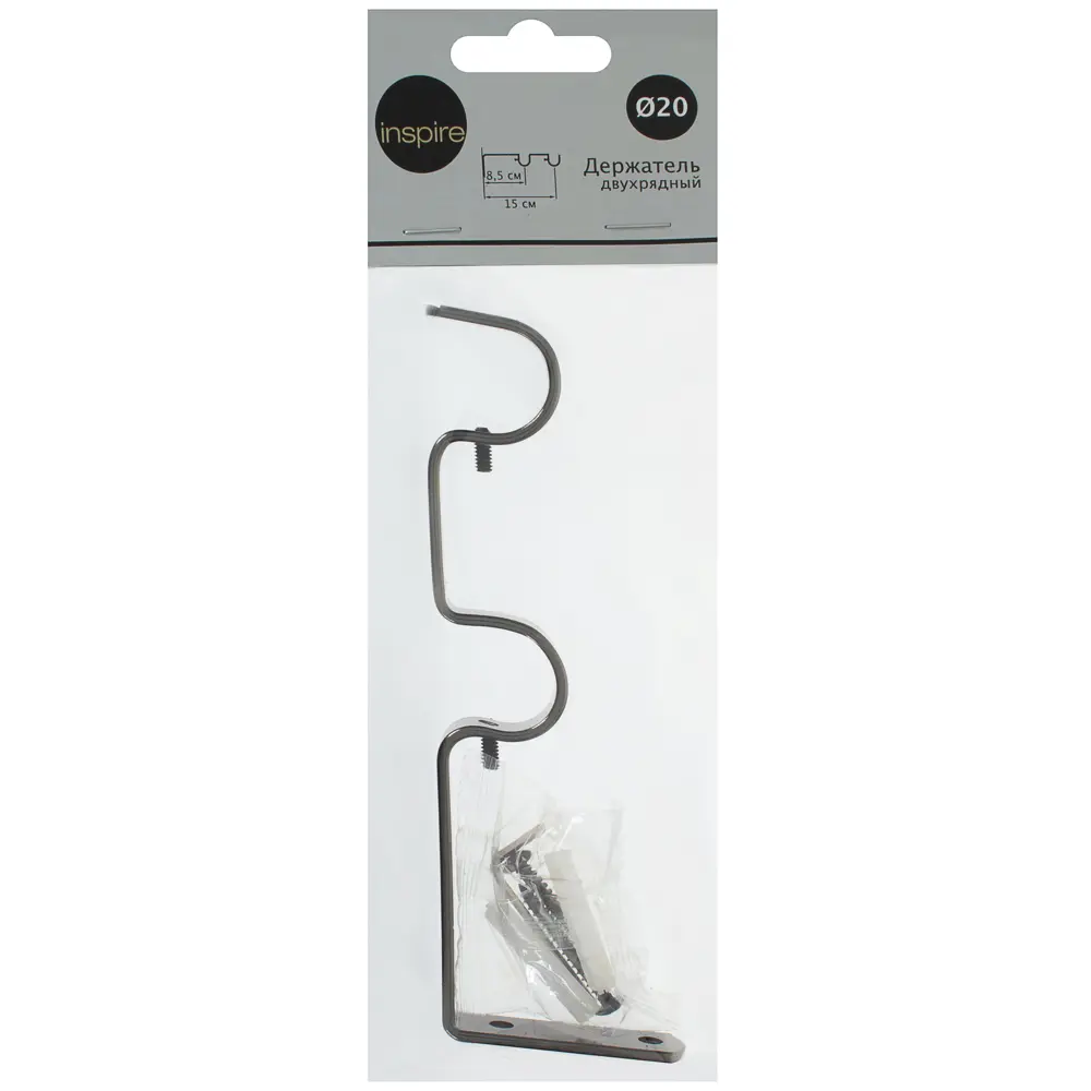 Держатель двухрядный простой 14 см цвет оникс INSPIRE STLM-2182680 - Вид №4