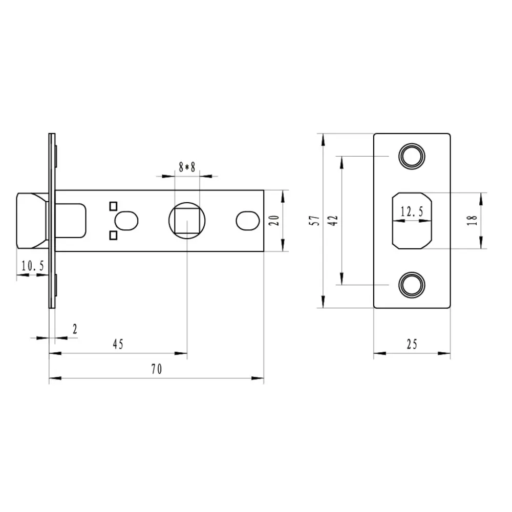 Защёлка межкомнатная EDS-6-45 сталь/пластик цвет матовый хром EDSON STLM-2023459 - Вид №5