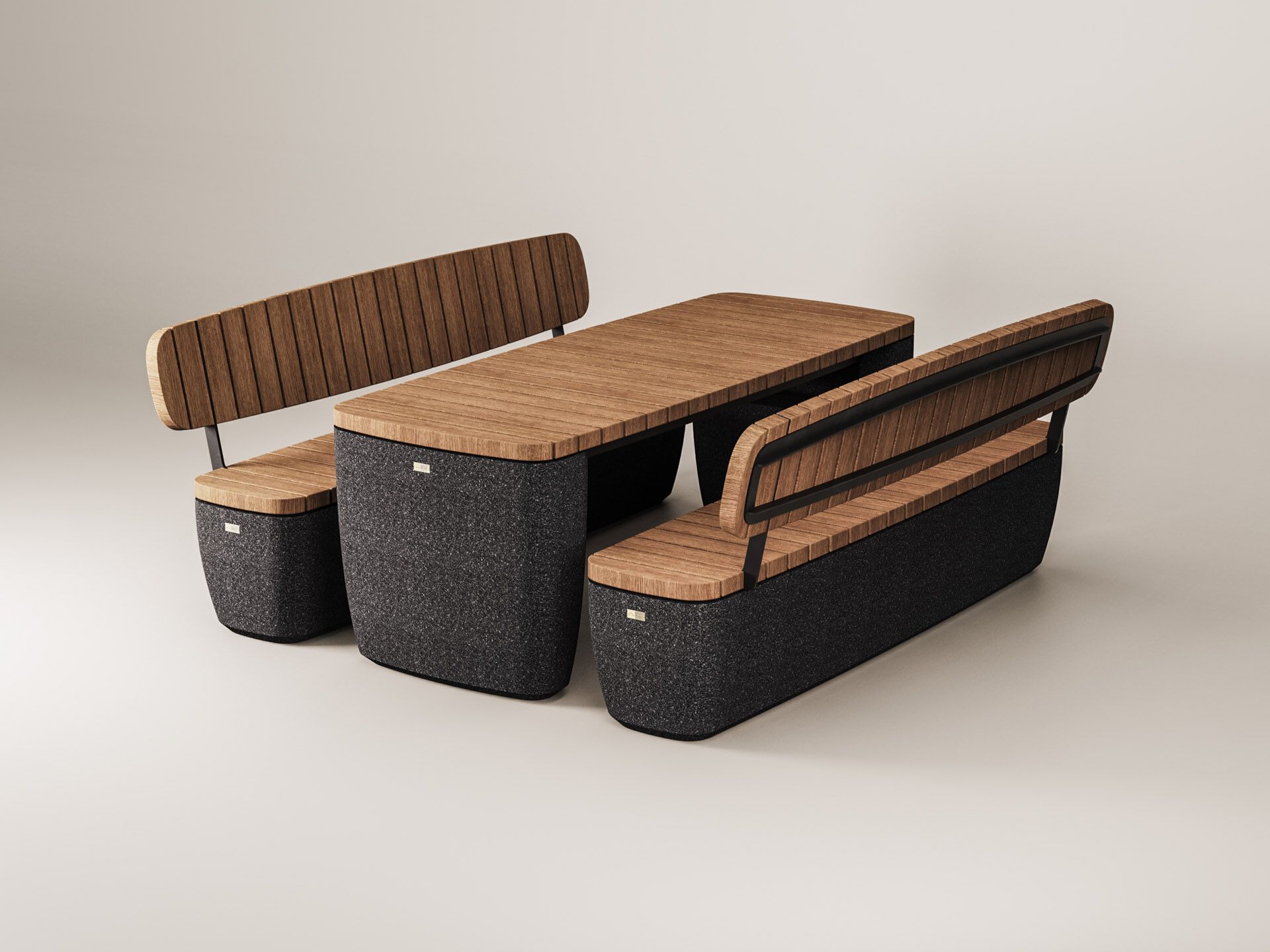 Прямоугольный стол для общественных мест из бетона и дерева Kremen ARCH-00055578 - Вид №1