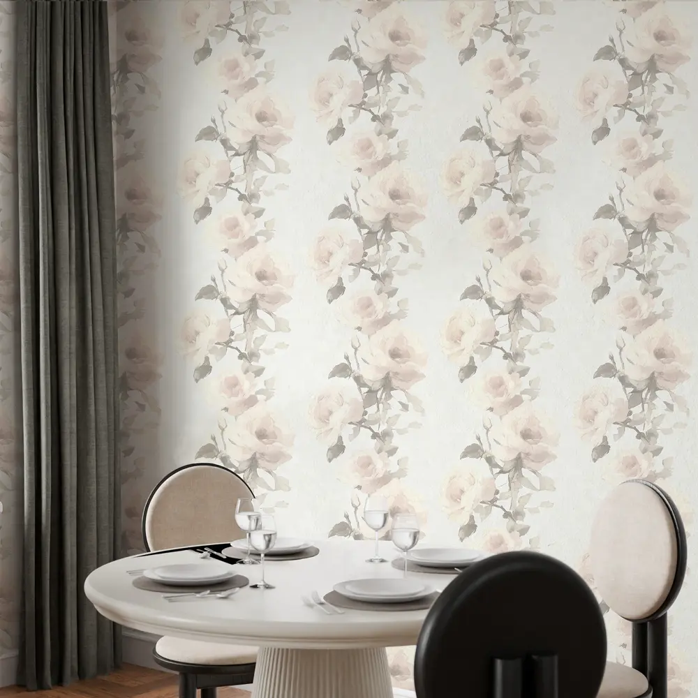 Флизелиновые обои Сильвия белые с цветочным рисунком 1.06 м 89439232 Santreyd STLM-1580458 - Вид №2