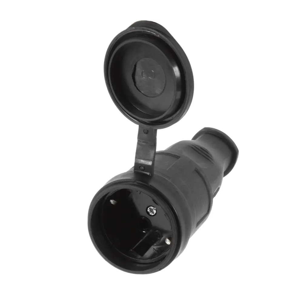 Розетка чёрная с заглушкой Lezard 250 В STLM-2210542