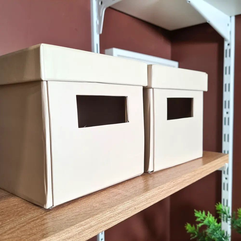 Коробка складная 20x14x13 см картон цвет бежевый STORIDEA STLM-2201392 - Вид №7