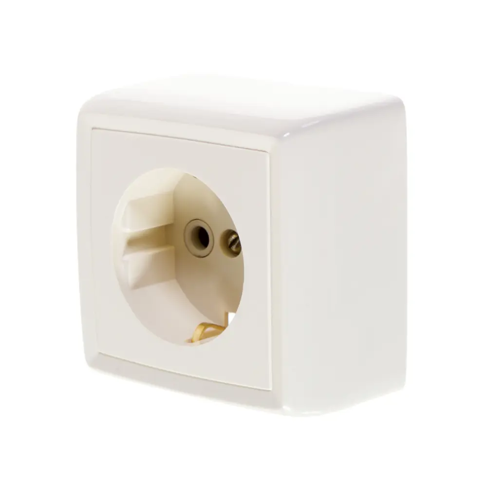 Розетка встраиваемая Reone с заземлением, цвет слоновая кость STLM-2067343 - Вид №1