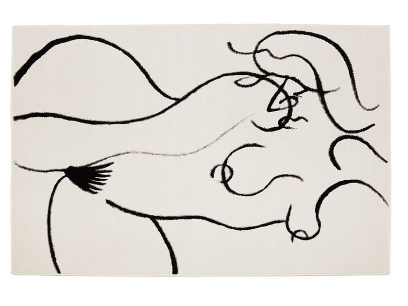 Прямоугольный полипропиленовый ковер на заказ DIZA WOMAN LAYING (BLACK & WHITE) ARCH-00153073