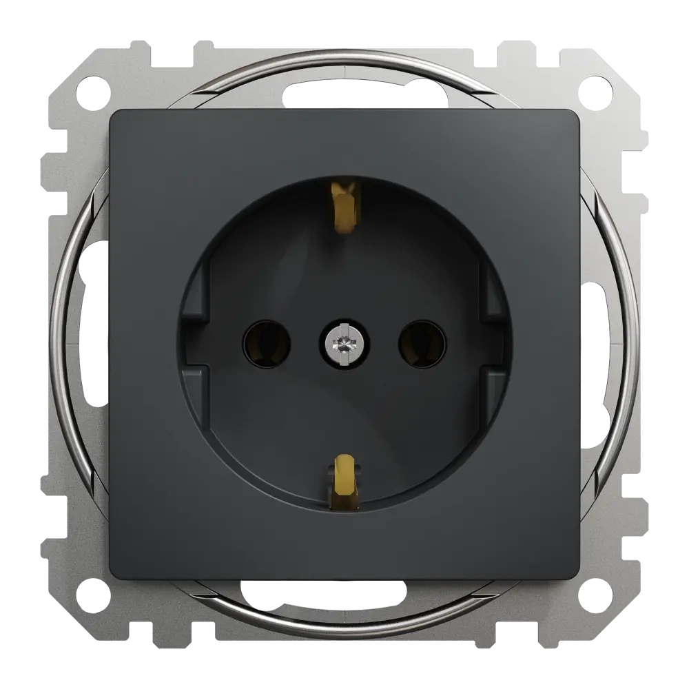 Розетка встраиваемая Systeme Electric Sedna Design с заземлением, цвет антрацит STLM-2173672