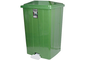 17525442 Прямоугольный мусорный бак 85 л с педалью пластик зеленый 1/3 ПЛ-BO643z BORA