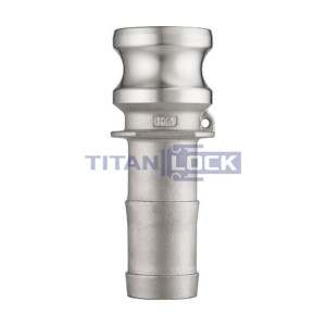 Камлок нержавеющий тип E, ниппель с хвостовиком 2 1/2", AISI304, TL250ESS TITAN LOCK