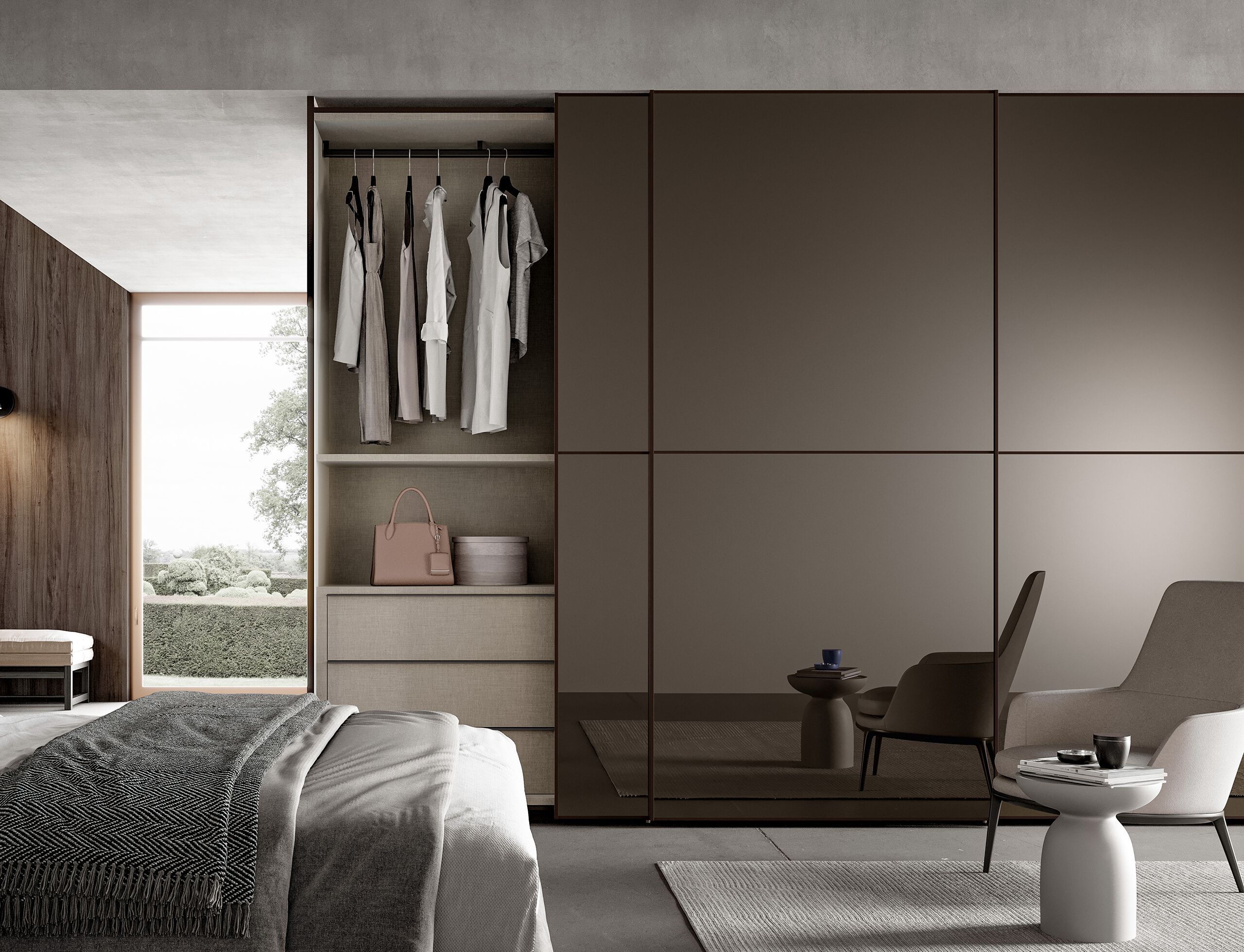 Зеркальный стеклянный шкаф с раздвижными дверями Adok ателье ARCH-00029382 - Вид №2