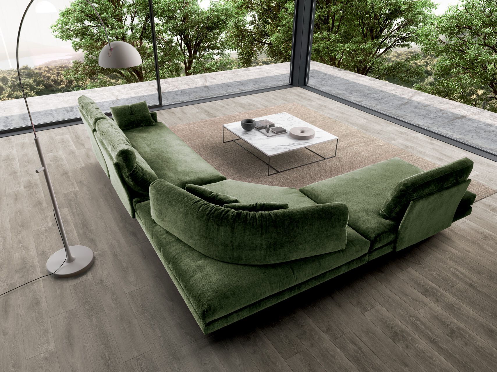 Секционный угловой диван из ткани VALENTINI камень ARCH-00081057 - Вид №2