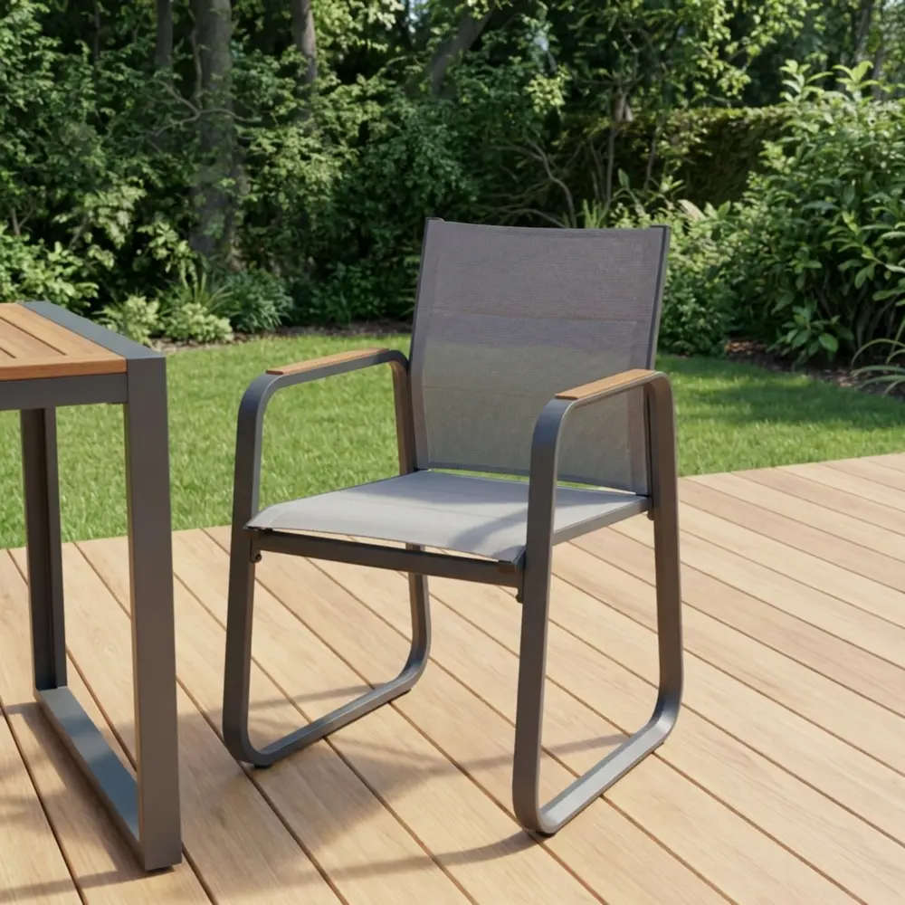 Стул садовый BEGINIA Aldan 55x62x86 см алюминий серый 2 шт STLM-2048504 - Вид №12