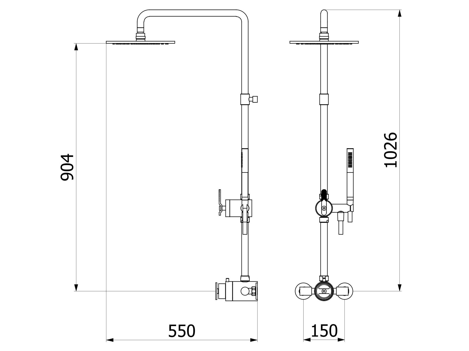 Настенная термостатическая душевая колонна с ручным душем IB Bold ARCH-00071043 - Вид №23