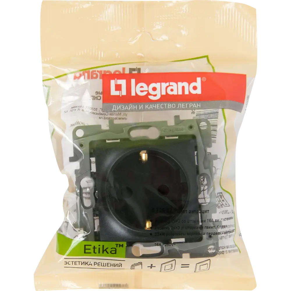 Розетка Legrand Etika с защитными шторками и заземлением, антрацит 17357073 STLM-1394073 - Вид №6