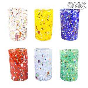 3197 ORIGINALMURANOGLASS Набор из 6 разноцветных стаканов - Pescheria - Goto - Original Murano Glass OMG 7 см