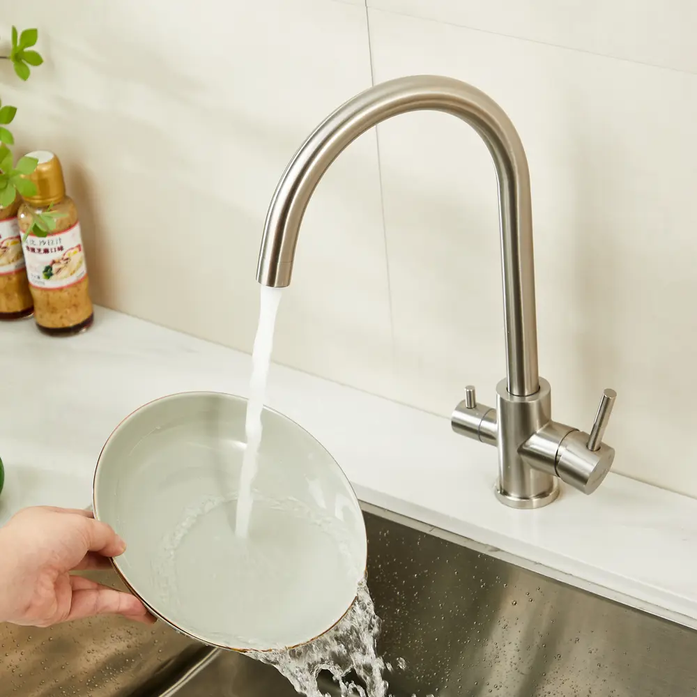 Смеситель для кухни Haiba с поворотным изливом и сатинированным покрытием 89396810 STLM-1578915 - Вид №10