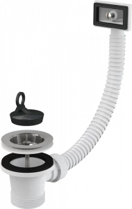 Донный клапан сифона для мойки 6/4" с нержавеющей peшeткой DN70 и гофропереливом