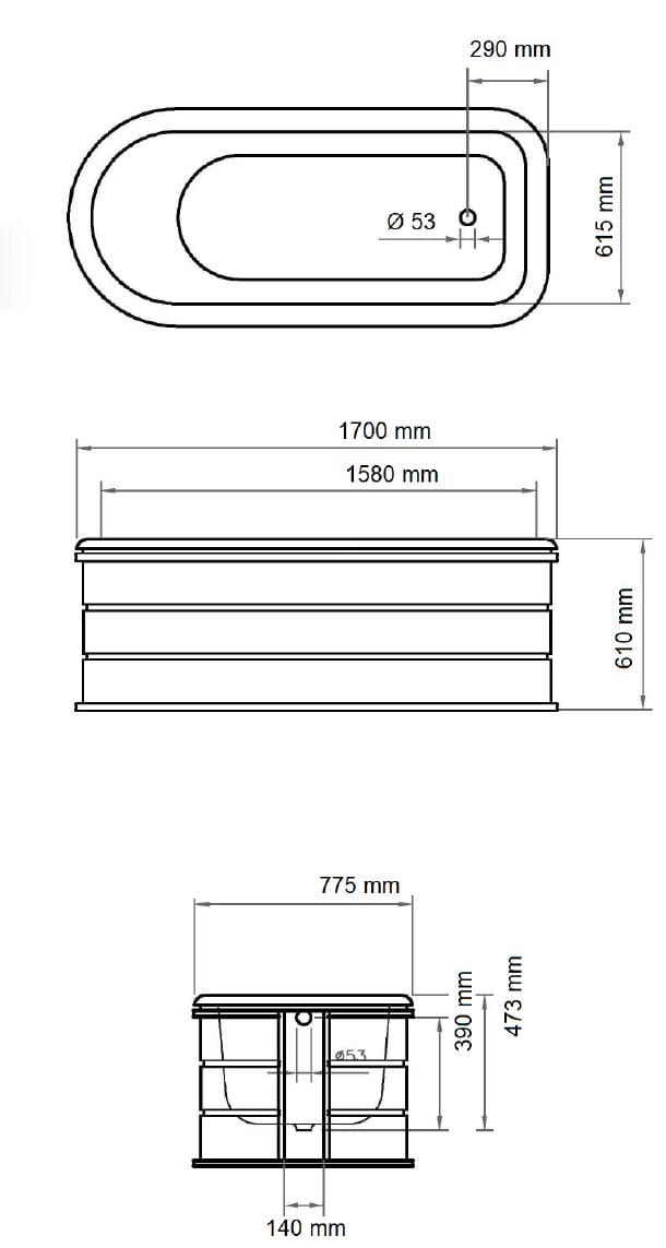 Чугунная ванна в центре комнаты Gaia Mobili Complements ARCH-00073714 - Вид №4