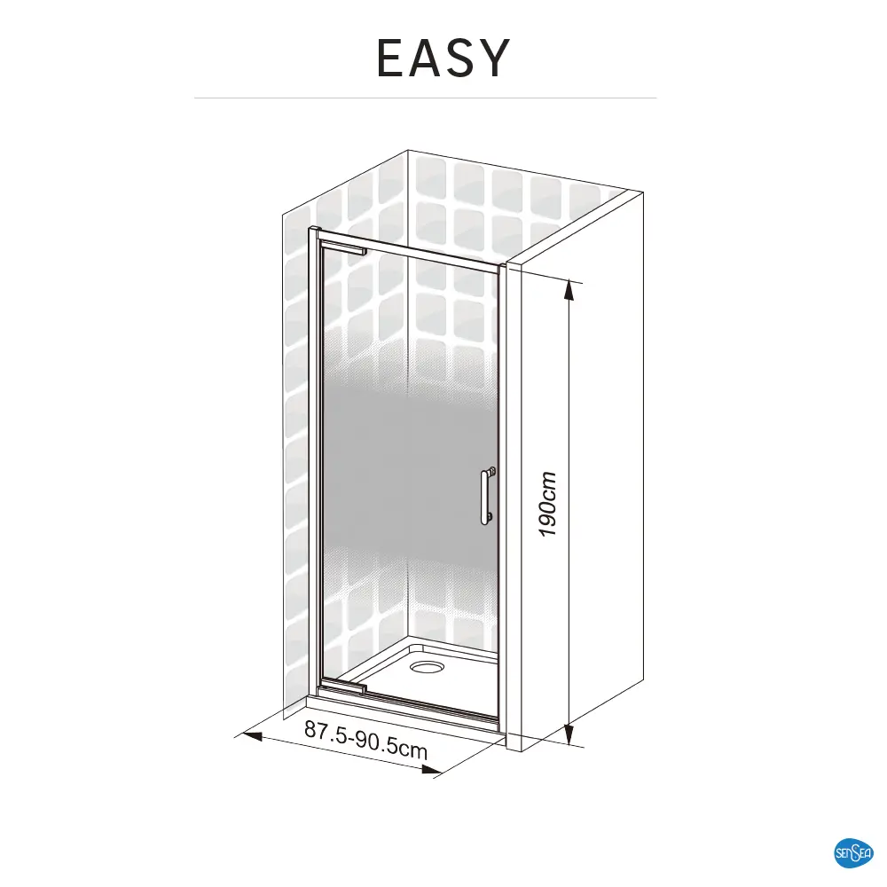 Стекло для распашной душевой двери Sensea Easy 90 см с шелкографией, цвет профиля на выбор STLM-2134885 - Вид №40