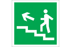 16412512 Направление к эвакуационному выходу Е16 по лестнице вверх, налево, 150x150 мм, пленка ПП 00-00024423 Стандарт Знак
