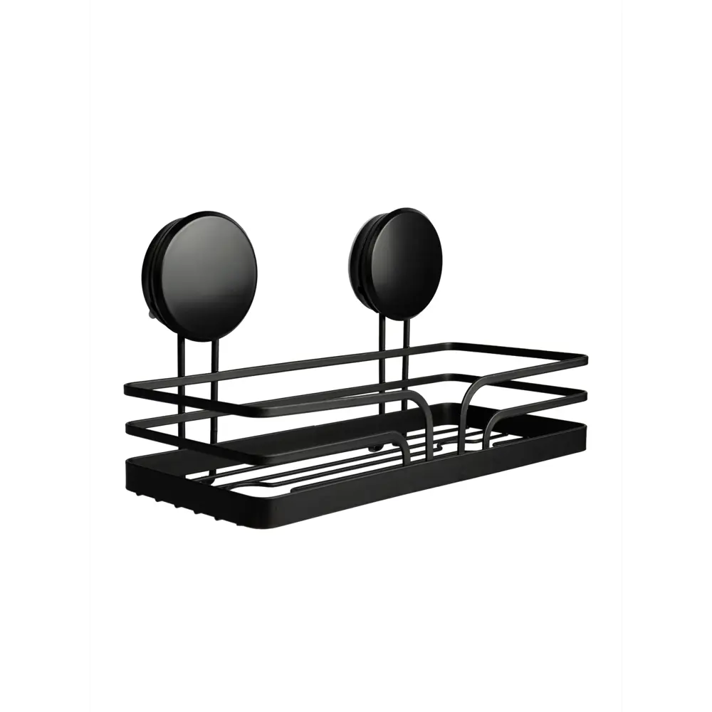 Полка для ванной Аквалиния W8002-1 12.5x15.5x26.5 см металл цвет черный На липучке STLM-2157424