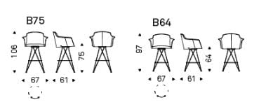 Кожаный поворотный высокий стул с подлокотниками Cattelan italia Flaminia-Flaminio ARCH-00072525 - Вид №5