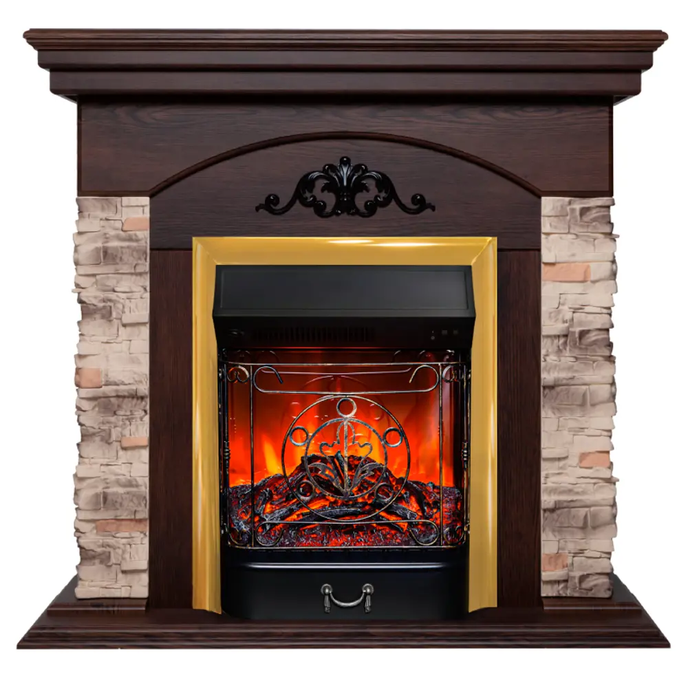 Каминокомплект Realflame Rockwood STD NT-F316 с очагом Majestic Lux BR 750Вт античный дуб