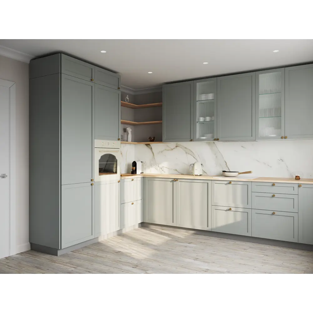 Фасад для ящика под духовку Кинель 44.7x16.7 см KONSENSA массив ясеня серо-зеленый 89398697 STLM-1573927 - Вид №7