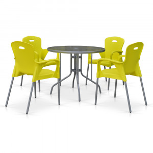 TD90/XRF065BY-Yellow 4Pcs Комплект мебели для кафе TD90/XRF065BY-Yellow (4+1) Afina
