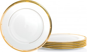10654842 Noritake Набор тарелок обеденных Noritake "Чатлайн, золотой кант" 28см, 6 шт Фарфор костяной