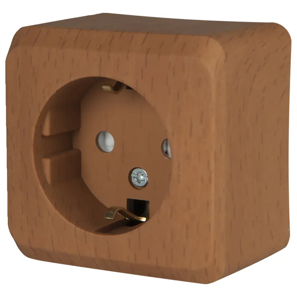 Розетка Schneider Electric Этюд с заземлением шторки цвет бук STLM-2134210 - Вид №1