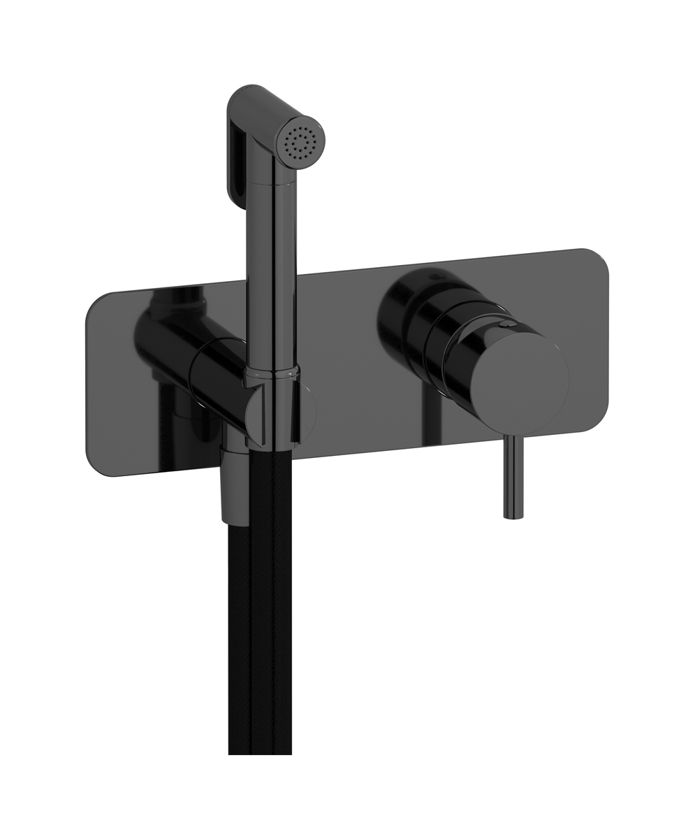 Внешние части гигенического душа со смесителем. WE ARE IB mt706cf Black Chrome MilanoTorino 