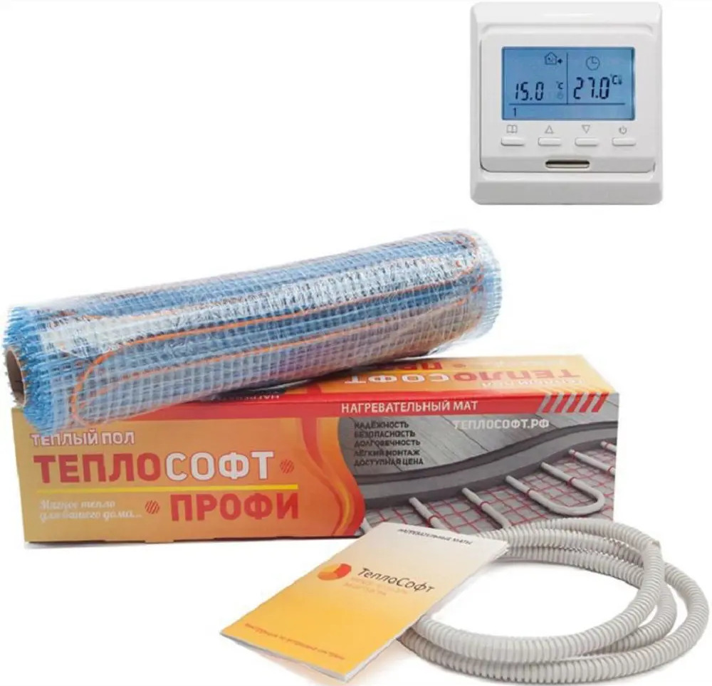 93740357 Нагревательный мат для теплого пола Теплософт 1.5 м2 225 Вт с цифровым терморегулятором STLM-0563823
