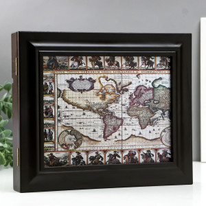 Ключница "Карта Картина в рамке" пластик, 31x26 см, цвет черный БЕЗ БРЕНДА