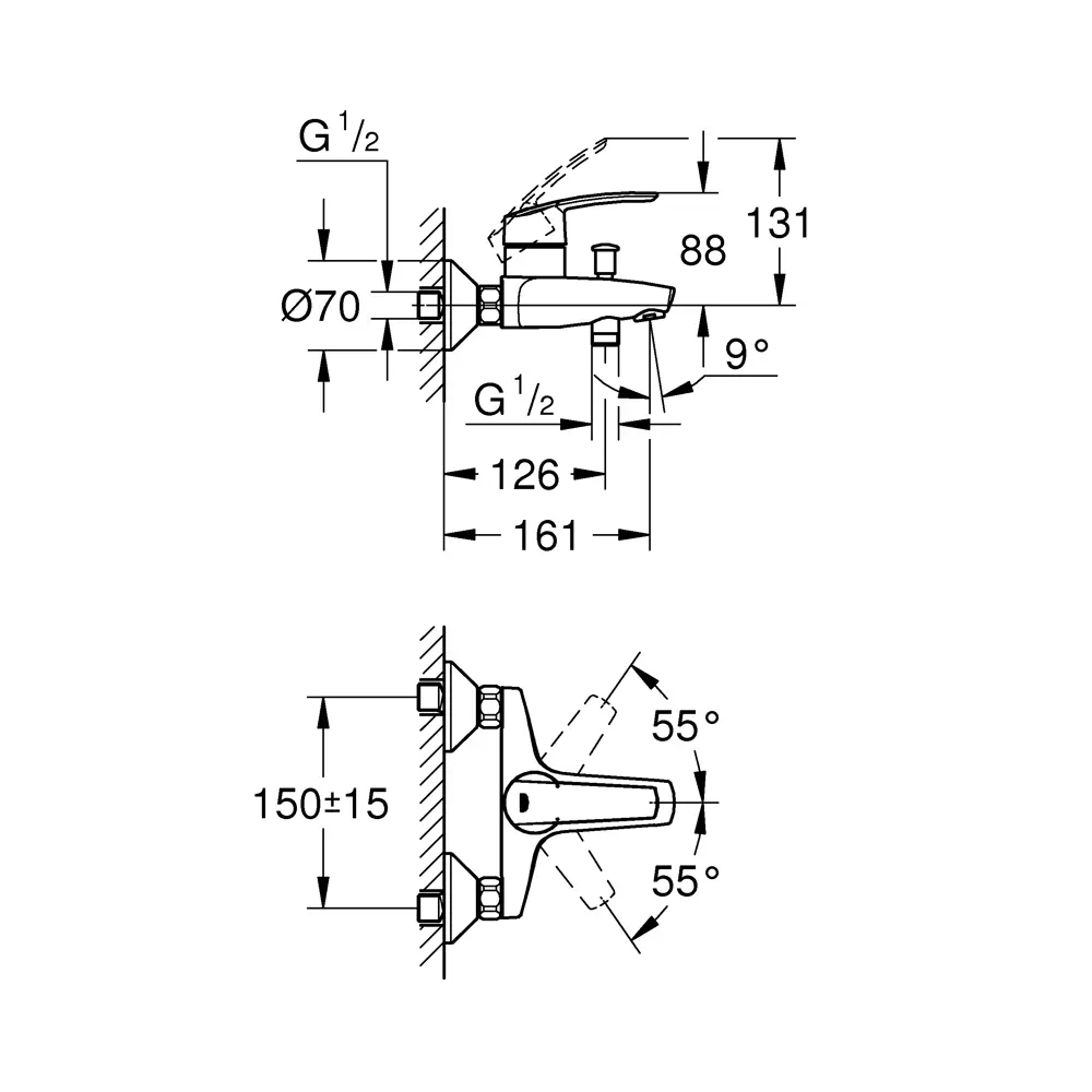 Смеситель для ванной Grohe Start 32278001 однорычажный, цвет хром STLM-2132190 - Вид №9