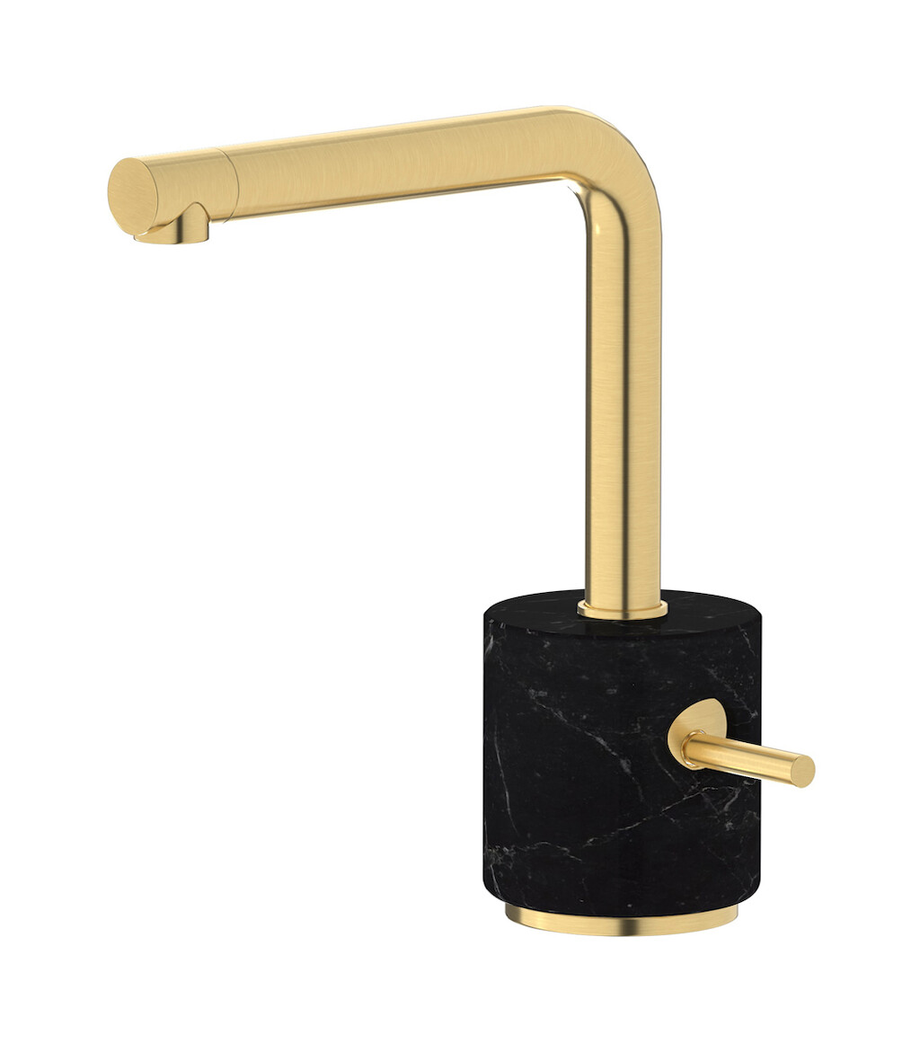 Смеситель для раковины на 1 отверстие в комплекте с донным клапаном WE ARE IB mm200os_2 Brushed Gold Marmo