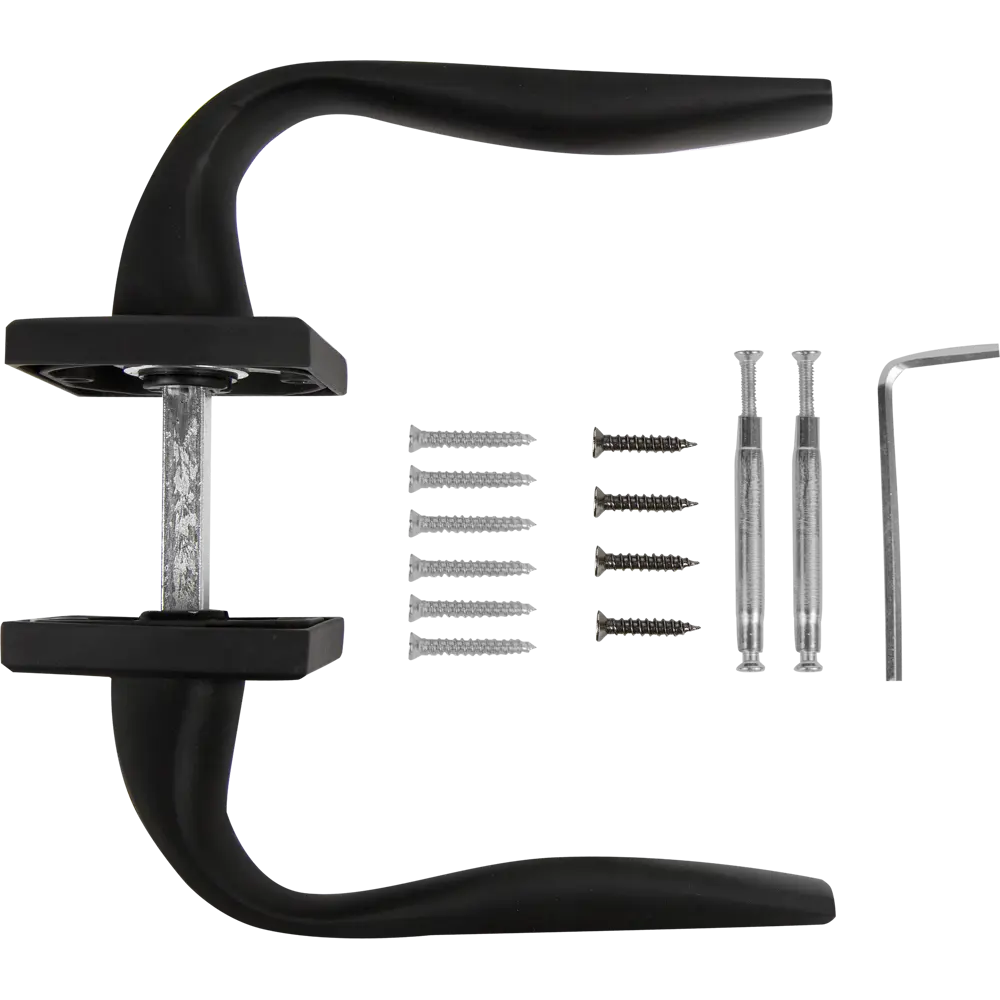 Комплект дверных ручек 22L 100 BP, без запирания, цвет чёрный PALLADIUM STLM-2082703 - Вид №4