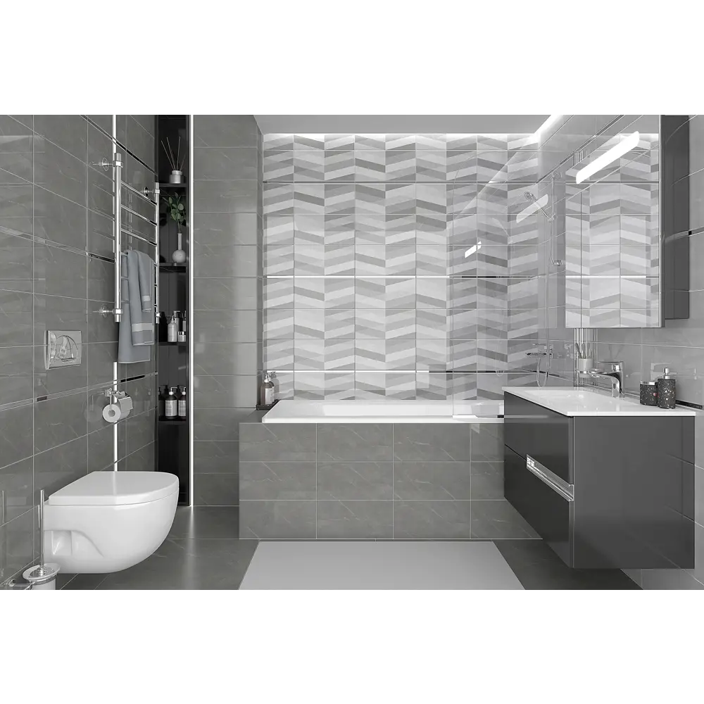 Плитка настенная Savoy 20х40 см 1.2 м² цвет тёмно-серый Santreyd STLM-2193068 - Вид №3