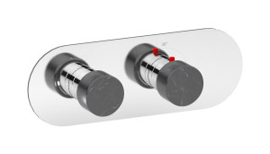 EUA622SSNMR_2 Комплект наружных частей термостата с дивертером на 2 потребителя - горизонтальная овальная панель с ручками Marmo IB Aqua - 2 потребителя с дивертером