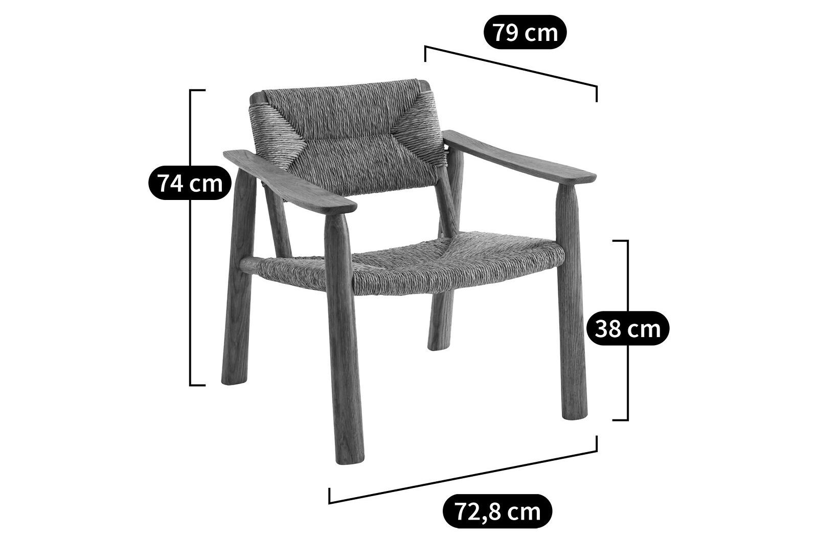 Соломенное кресло с подлокотниками AMPM ABONDANCE ARCH-00113524 - Вид №6