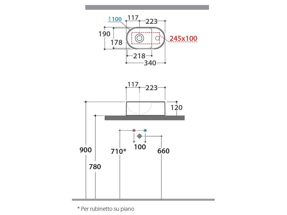 Овальная керамическая столешница для мытья рук Ceramica Globo разнорабочие ARCH-00009474 - Вид №1