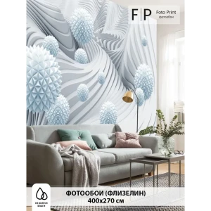 91501906 Фотообои флизелиновые Foto Print 400x270 см Объемные голубые шары STLM-1531993