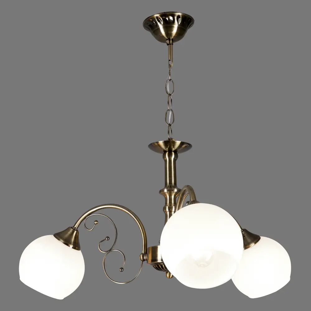 Люстра Буржуа 3xE27x60 Вт, металл/стекло, цвет бронза/белый WINK STLM-2061820 - Вид №4