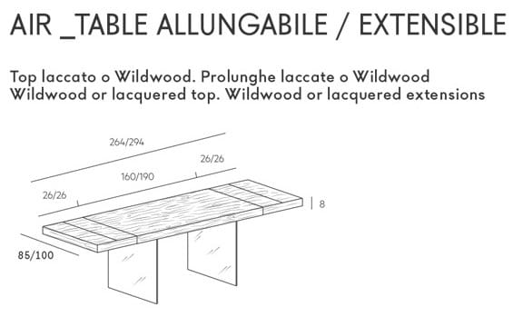 Раздвижной стол из дерева и стекла Lago Air ARCH-00031070 - Вид №2