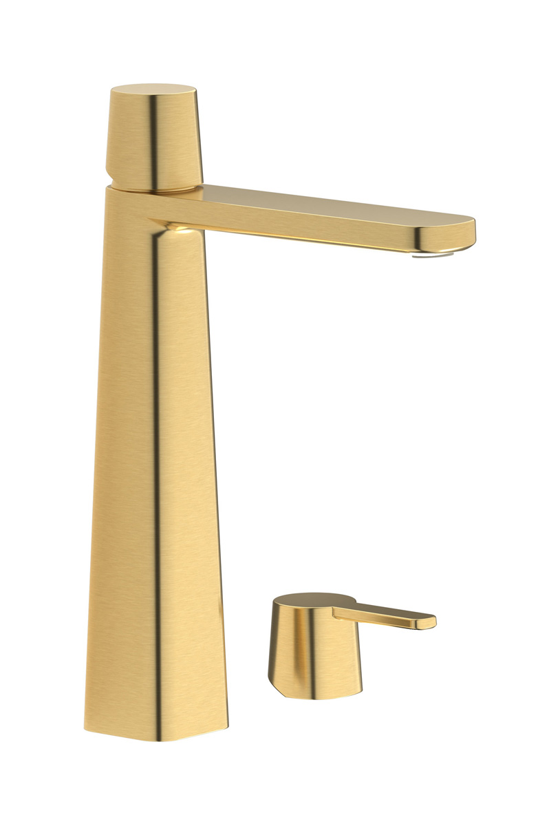 Высокий смеситель для раковины на 1 отверстие в комплекте с донным клапаном WE ARE IB aa320cc_23 Brushed Gold TAAAC