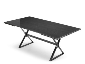 Фиксированный или выдвижной стол с металлическим основанием и стеклянной столешницей