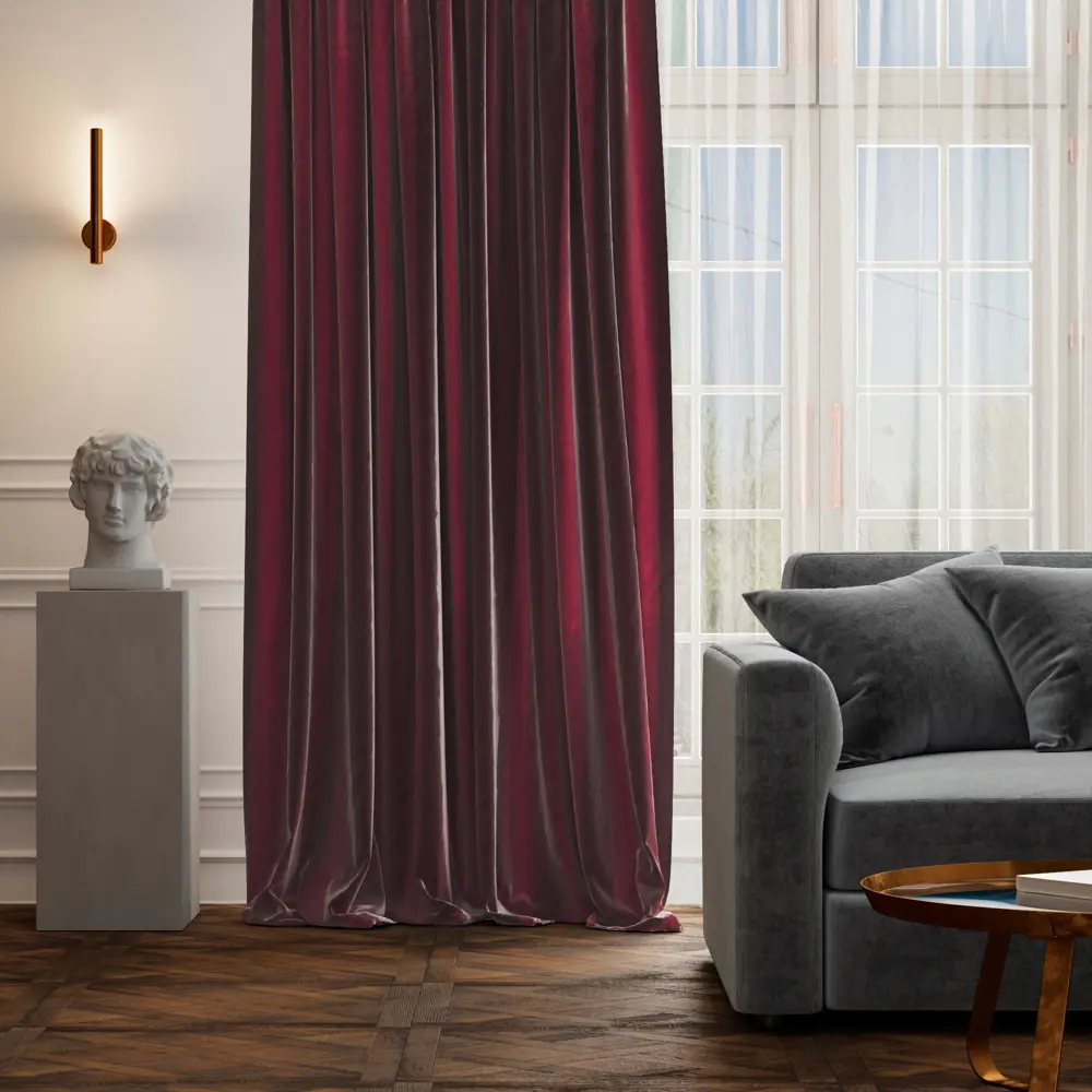 Штора на ленте Рим 160x270 см цвет бордо MIAMOZA STLM-2032449