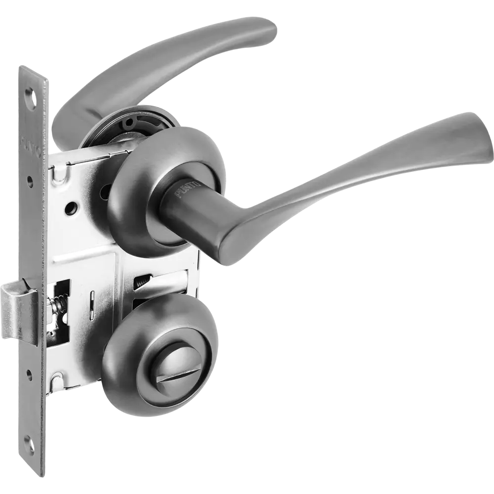 Дверные ручки Punto Crona с запиранием комплект цвет графит STLM-2088555