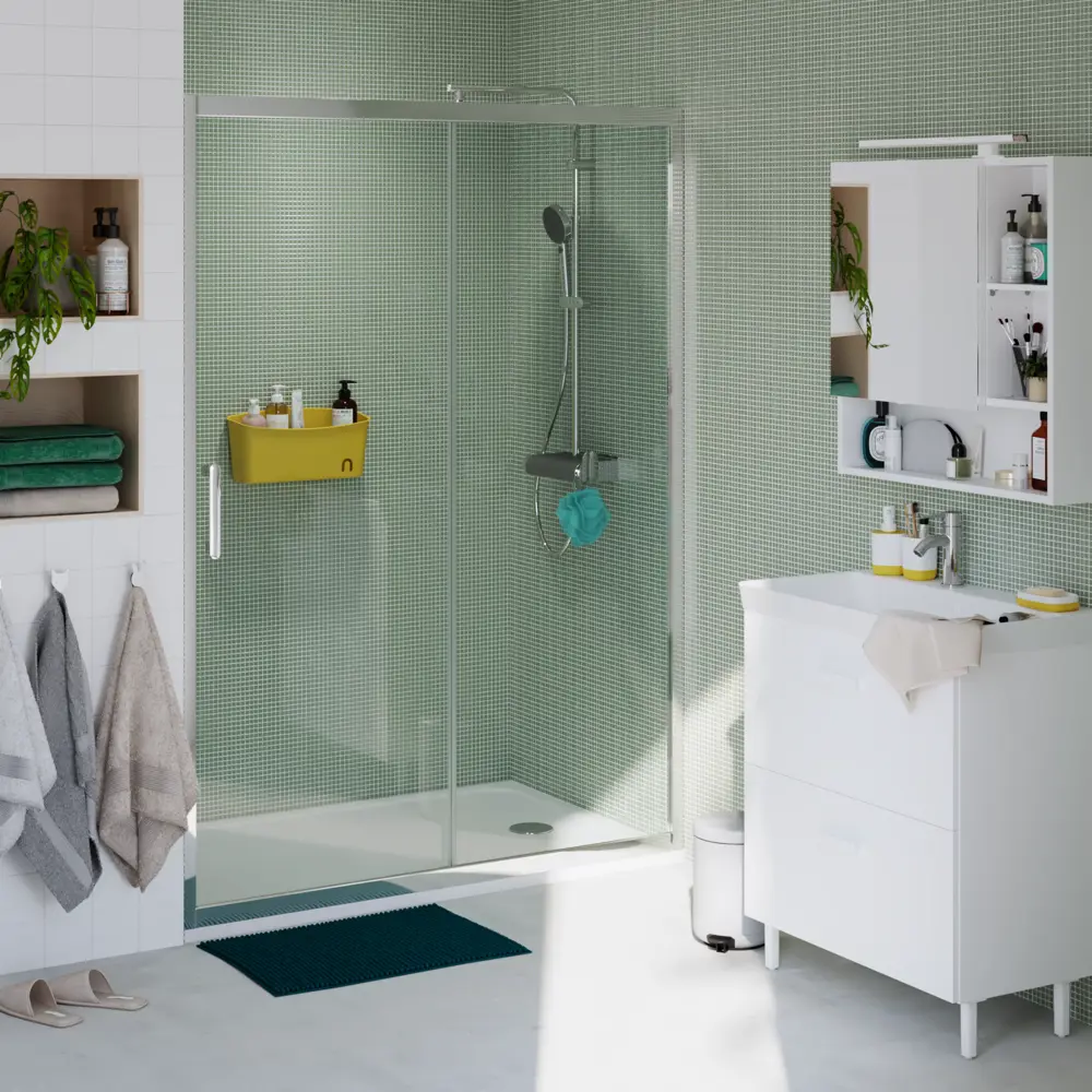 Комплект стекол для раздвижной душевой двери Sensea Easy 140 см прозрачное стекло цвет профиля на выбор 83631066 STLM-2115196 - Вид №26