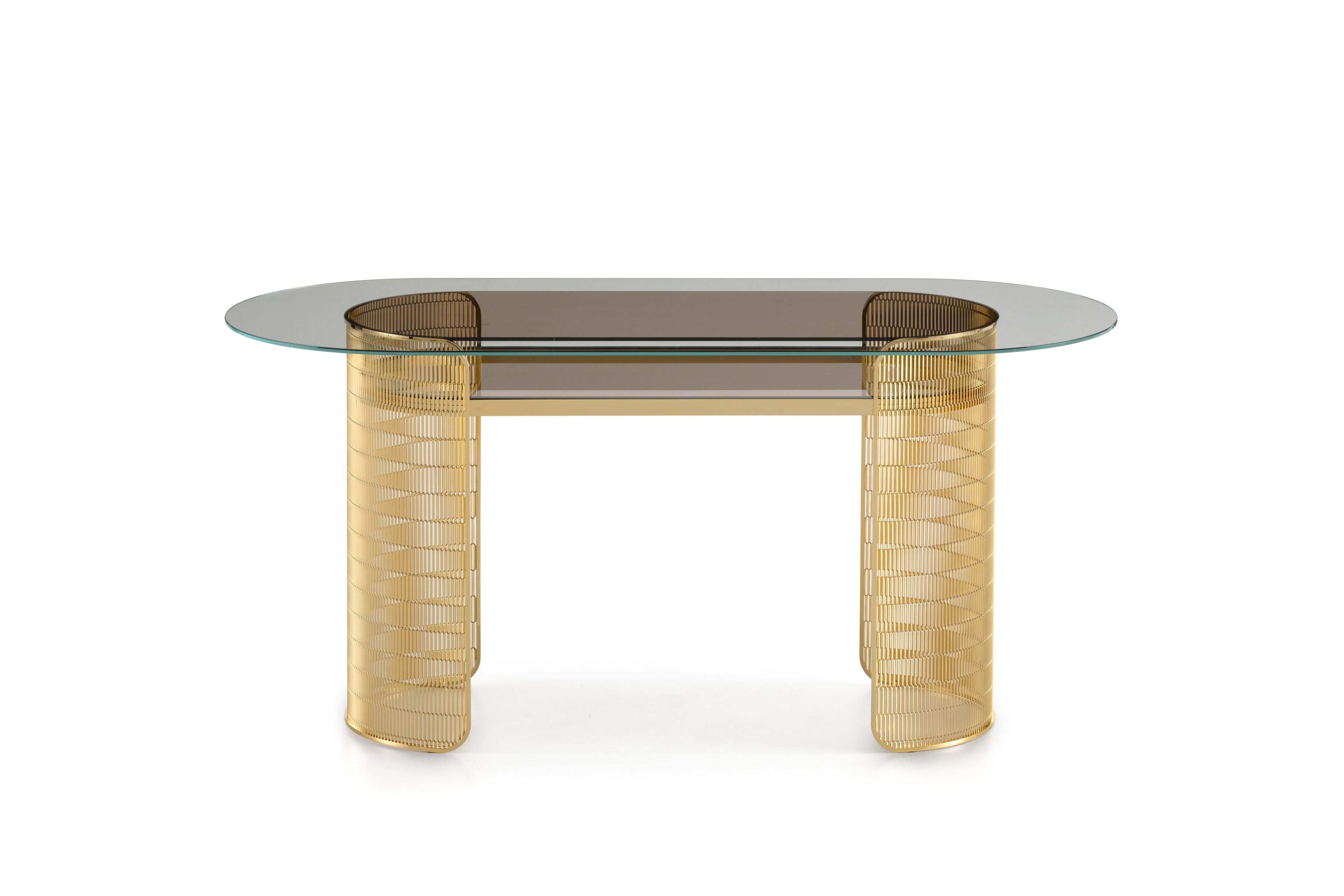 Изогнутый стол из проволочной сетки со стеклянной столешницей Natevo самогон ARCH-00059446 - Вид №1