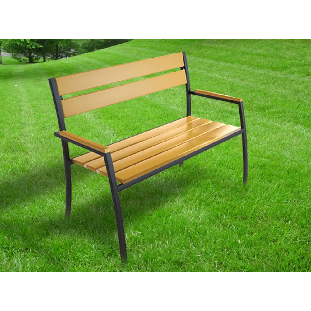 Скамья садовая разборная Garden113х56х85,6 см сталь/дерево желтая Santreyd STLM-2105893 - Вид №1